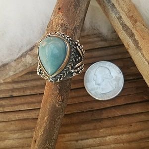 Gorgeous blue Larimar stone silver ring